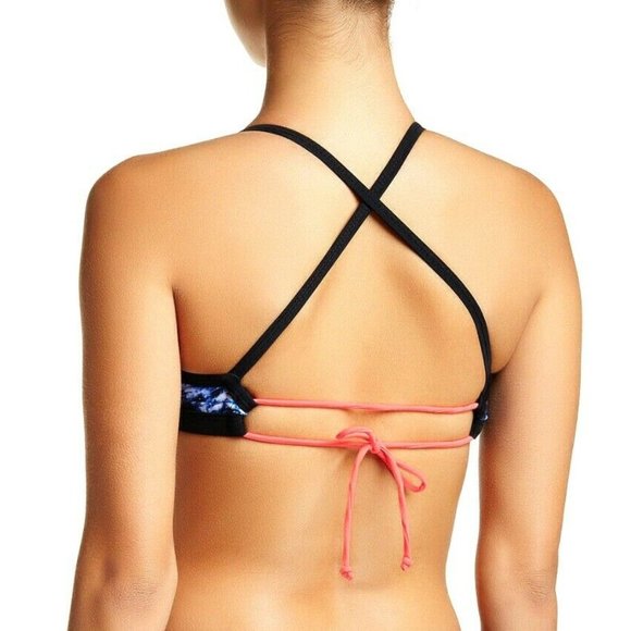 Champion Diamonds In The Rough Cross Back Swim Bra Top Size Large Blue Black - Picture 2 of 9